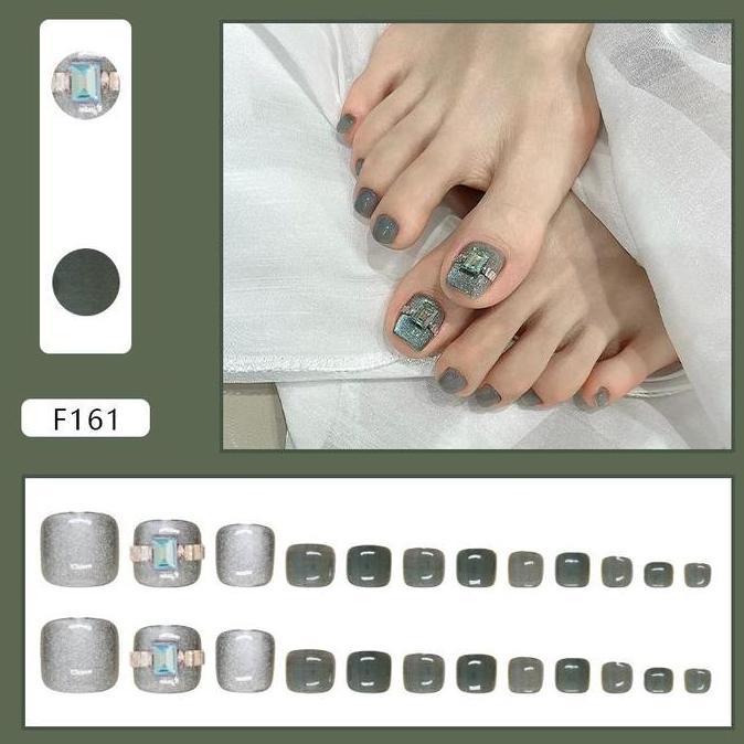 F161 - Kuku Cantik 24pcs set Kuku Palsu Fake Nails Box Free lem cair / jelly tahan air Kuku Palsu im