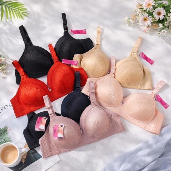Polini - Bra Jumbo Busa Tipis Tanpa Kawat Size 38-44 Cup B/C Kait 3 G433