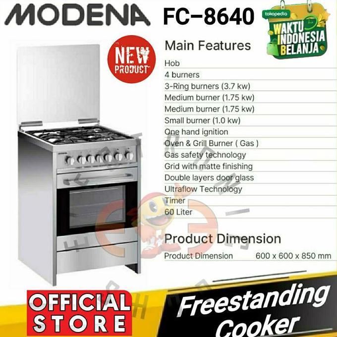 MODENA FC 8640 KOMPOR FRERSTANDING FANO - FC8640 SILVER MURAH