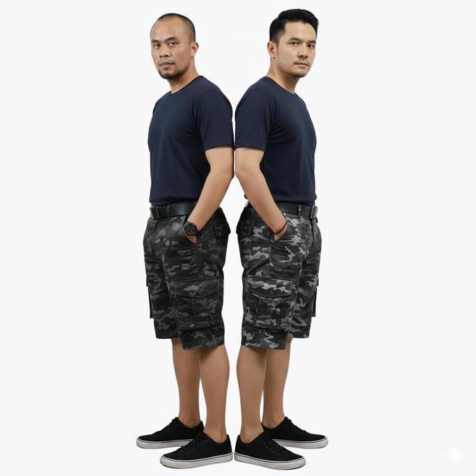 GMCSTORE.ID Celana Pendek Pria PDL CARGO Loreng  Casual  Nyaman Army Kain