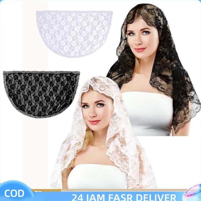 COD Mantila Kerudung Katolik Jilbab Kurung Kain Kepala Pengantin Mantilla Mantila Katolik Kerudung