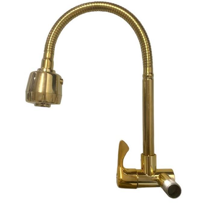 Kran Sink Gold/Kran Cuci Piring Dinding Gold/Kran Dinding Flesibel Gold