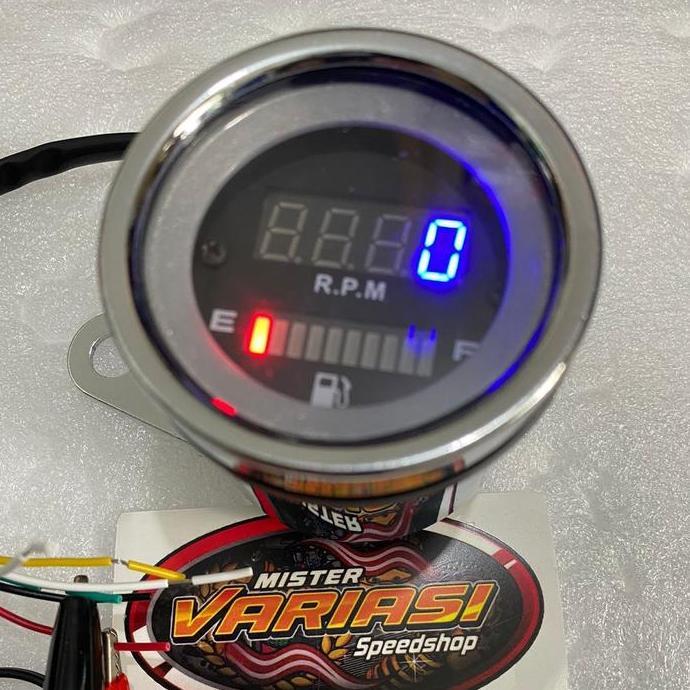 Promo Rpm digital Plus Amper Bensin Led Model Bulat Chrome Krum Indikator Fuel Meter Classic Univers