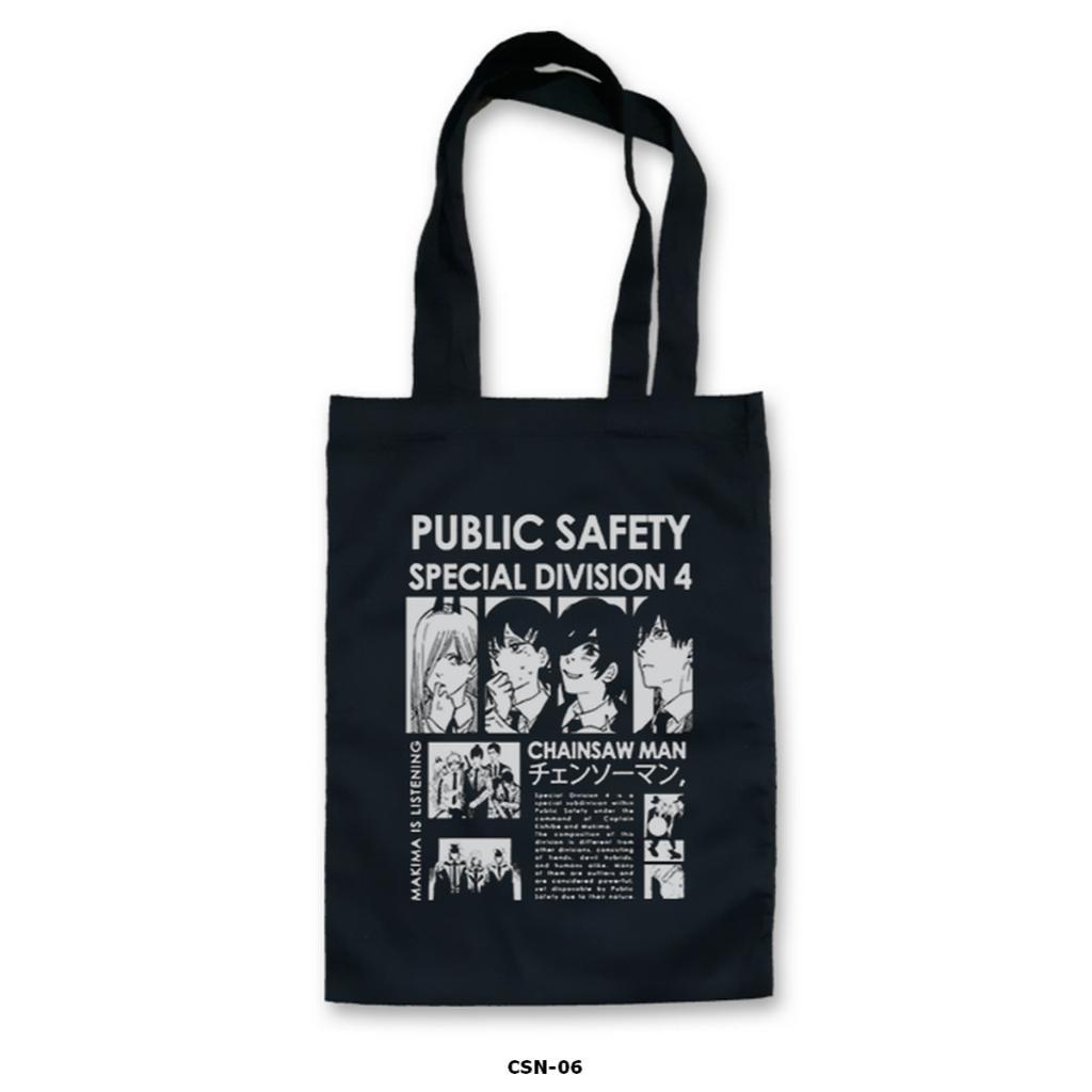 Tas Tote Bag Kanvas Hitam - Chainsaw Man