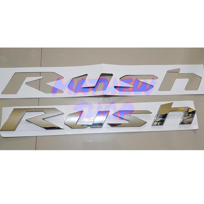 Termurah Emblem Kap Mesin Rush Chrome / Logo Kap Mesin Rush / Emblem Rush Silver