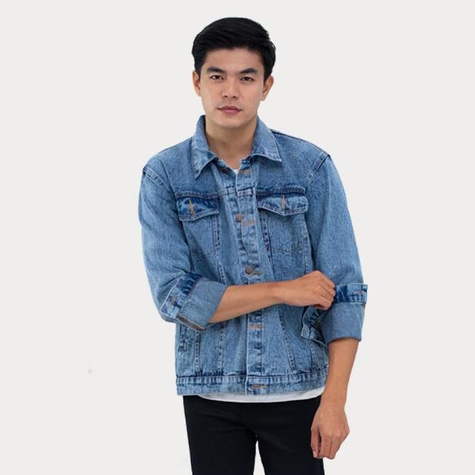 Emoline Snow Blue Denim Jacket - Jaket Jeans Pria Snow Blue
