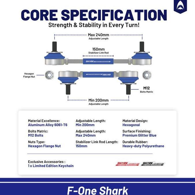 F-One Shark FOS Front Sway Bar Link Stabilizer Link Stabil Adjustable ADJ Avanza / Gran Max
