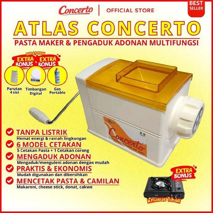 PROMO TERBARU ATLAS CONCERTO PASTA MAKER ALAT PENGADUK ADONAN, PENCETAK MAKARONI, PASTA, KUE, DONAT 