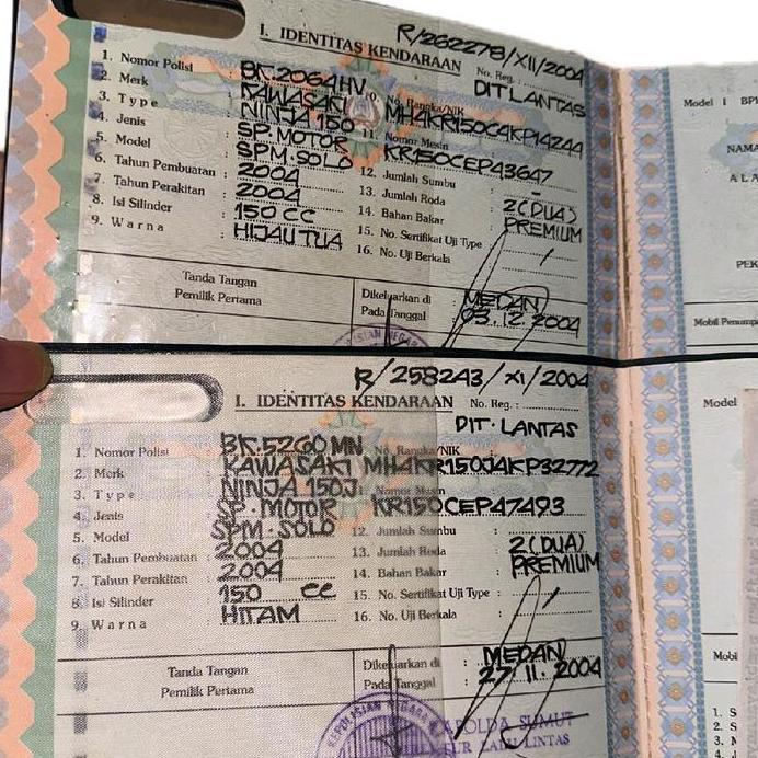 Dokumen Pelengkap Surat Sepeda Motor Kawasaki Ninja 150cc - 250cc