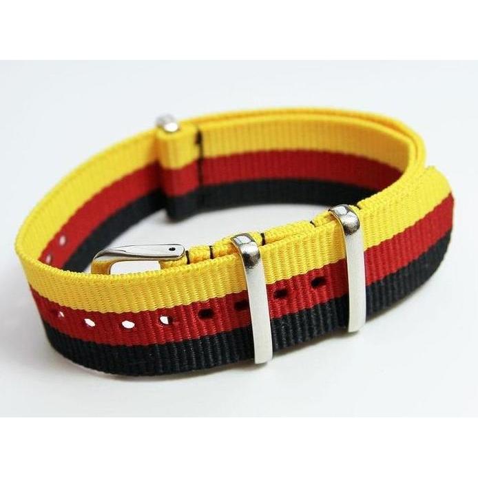 Tali Jam Tangan - G10 Nato Nylon Strap 18mm - Black Red Yellow Germany