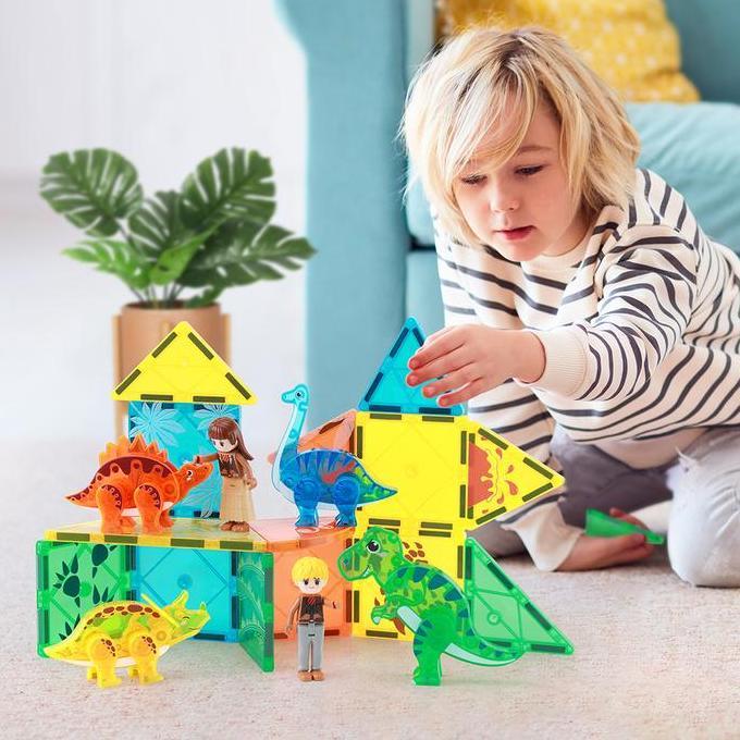 Magnetic tiles Prairie Animals 56 pcs - KEBO - Mainan Edukasi