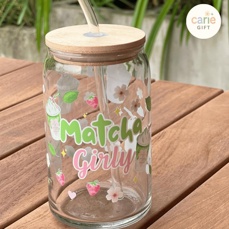 Carie Gift - Gelas Aesthetic | Gelas Matcha | Gelas Aesthetic Korea | Gelas Lucu Ala Korea | Hadiah 