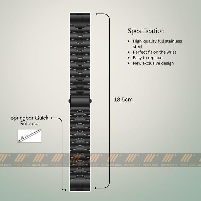 METAL TITAN STRAP UNIVERSAL 22mm STAINLESS STEEL / TALI JAM TANGAN UNIVERSAL METAL TITAN STAINLESS S
