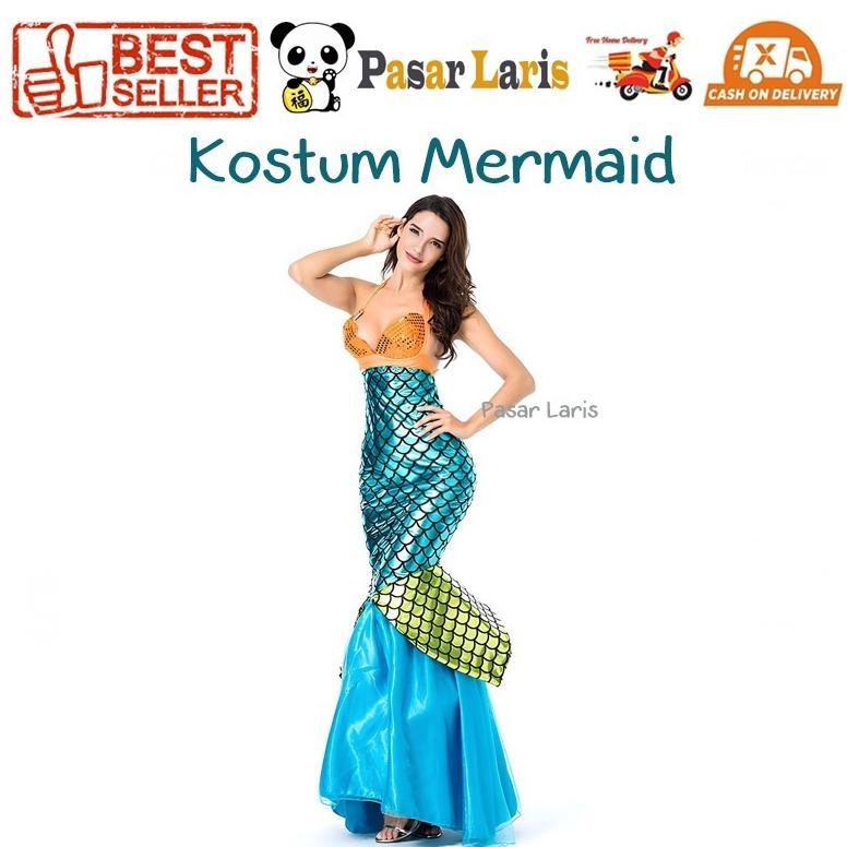 Kostum Mermaid Putri Duyung Ikan Dewasa Wanita Pesta Kostum