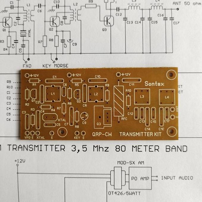 PCB PEMANCAR AM SW 80 METER BAND TRANSMITTER 80METERBAND 3MHZ 4MHZ HD27