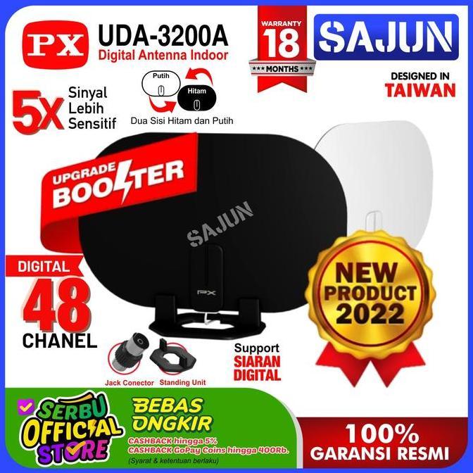 PX UDA-3200A Antena TV Digital Analog Indoor Dinding DVB T2 + Booster