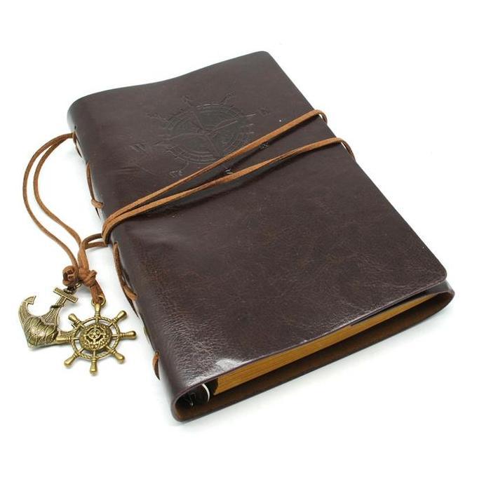BUKU CATATAN HARIAN BINDER KULIT RETRO PIRATE DAILY NOTEBOOK BROWN MURAH