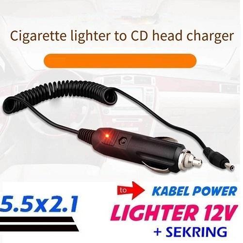 Kabel Colokan Adapter Jack DC 2.1mm Spiral Car Charger Lighter Male Plug Connector Cable for Dvd Tv 