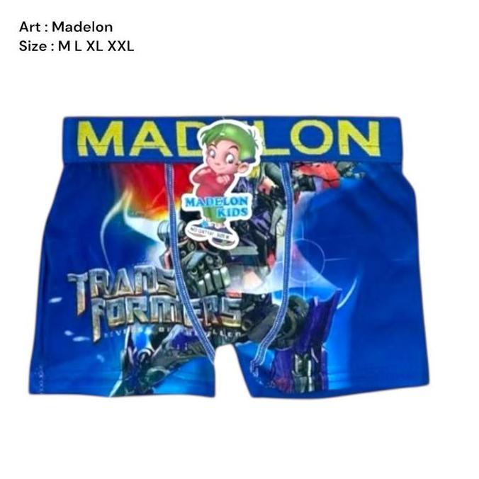 DE43 - 6pcs Boxer Anak Cowok MADELON Karet Pinggang - Dalaman Segiempat Laki-laki Bahan Katun Nyaman