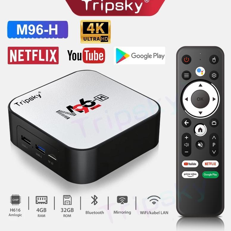 NEW DEALS Tripsky M96-H Android Tv Box Android 11.0 OS Ram 4GB Rom 32GB 4K HD WIFI STB Smart Tv Box