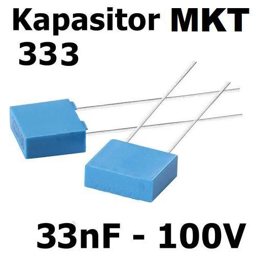 Capacitor MKT Biru 33nF ( 333 nF 33n 33nf ) 100V Pitch 5mm Kapasitor