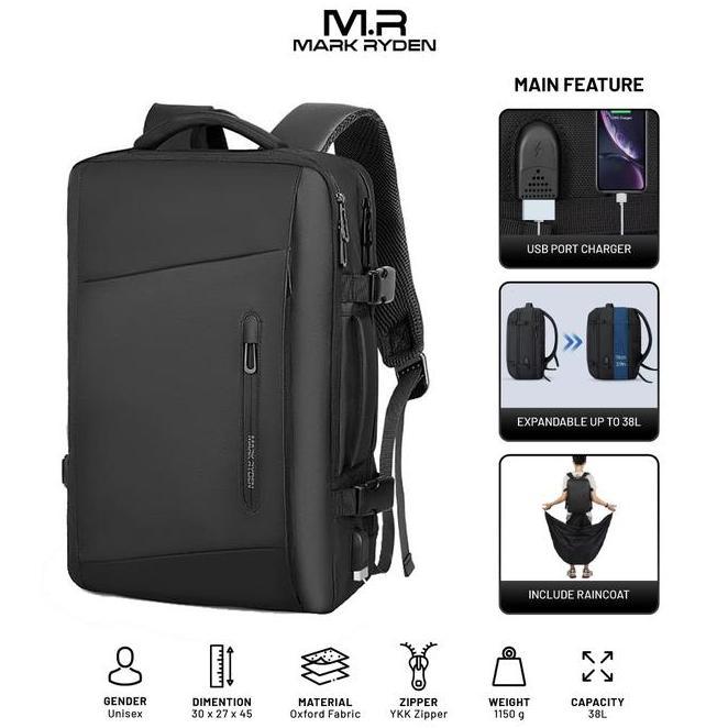 Mark Ryden Mr9299Yy Bapa Bag Usb Tas Ransel Laptop 17 Bla