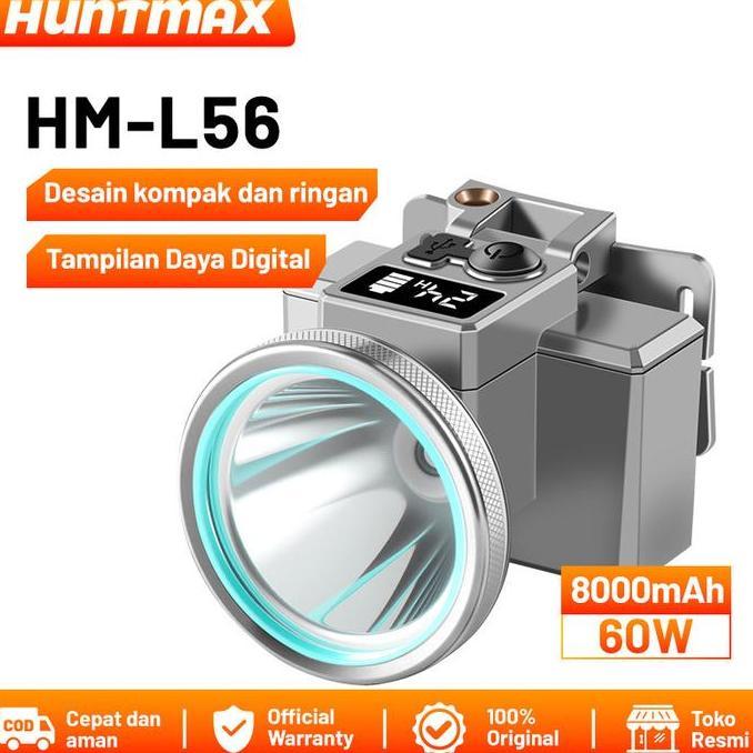 HUNTMAX L56 Senter Kepala Portable / Senter Waterproof 60W 800lumen 8000mAh