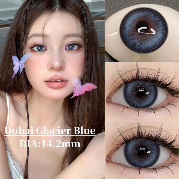 Eye- New Arrival Uyaai Softlens Glacier Blue 1 Pasang Lensa Rna Diameter 14.2 Mm-14.5Mm Minus 0-6.00