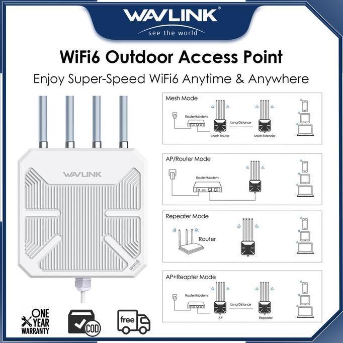 Best Seller Wavlink Access Point Outdoor Wifi 6 Ax3000 - Wifi Mesh Luar Ruangan Tahan Cuaca Ip67, 4 