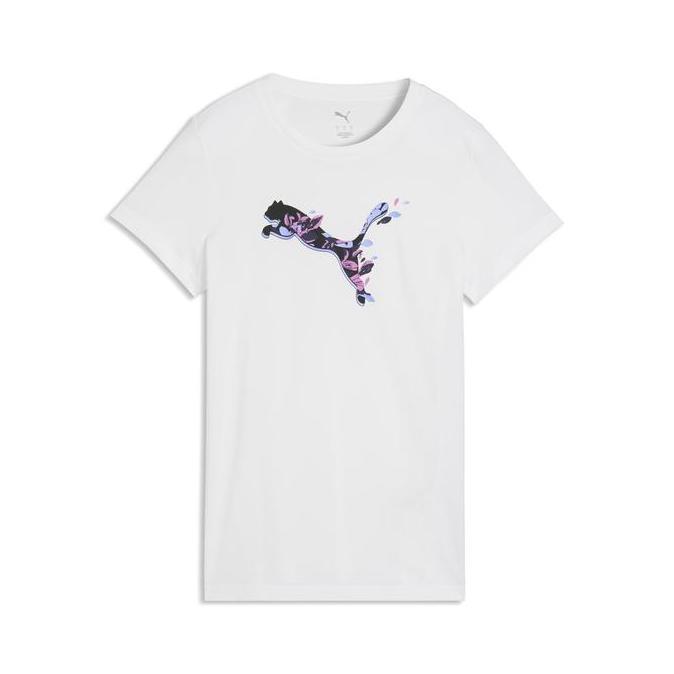 Graphic Floral Cat Tee Women White
