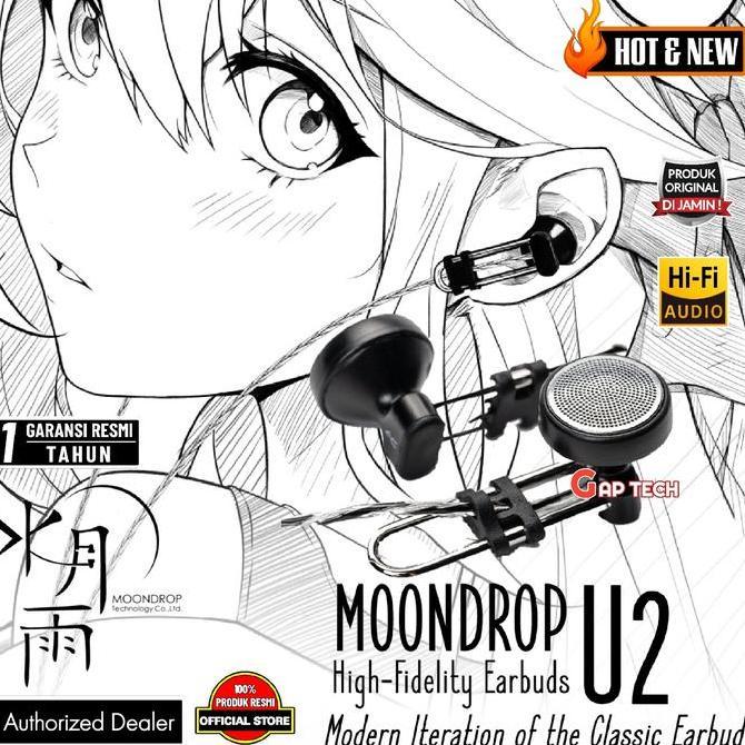 Moondrop U2 / U-2 / U 2 High Fidelity 14.8mm Dynamic  Driver Earbuds / Earphone