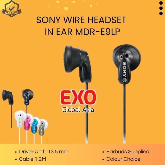 SONY WIRE HEADSET IN EAR MDR E9LP / SONY MDR-E9LP Earphone MDR E9LP Headset Headphone GARANSI
