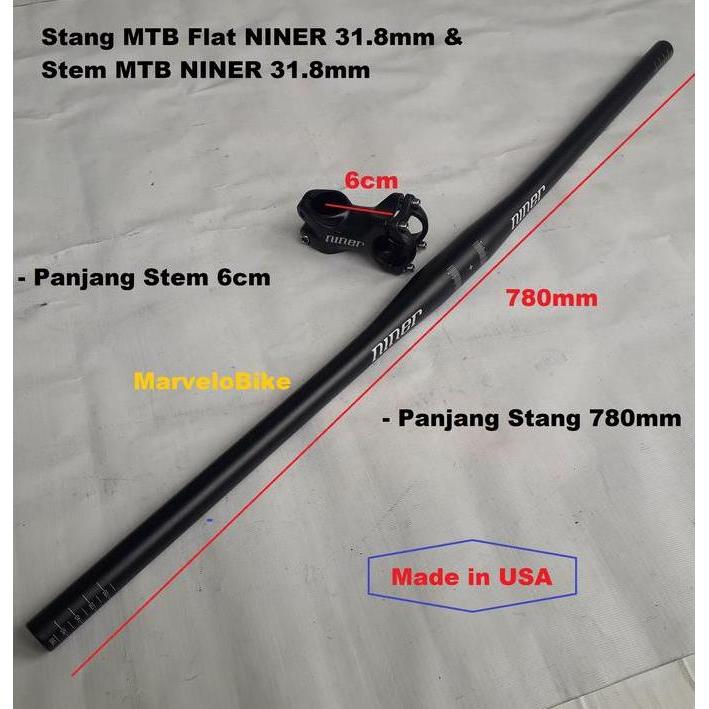 Handlebar Flat Stang Sepeda Mtb Flat 31.8Mm Niner Stem Mtb 31.8Mm Niner