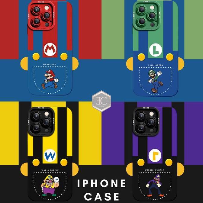 Case Iphone Mario Shirt Casing Iphone 12 13 Pro Promax Mini Model Mario Lucu