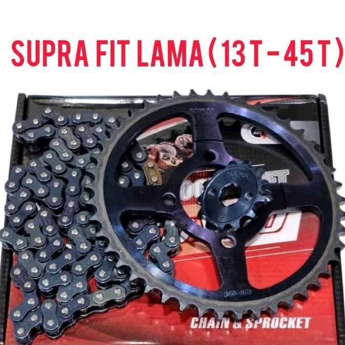 Gear Set Supra Fit Lama/Gear Paket Supra Fit Old/Paket Gear Set Supra Fit Lama Ukuran 45T Motor Moto