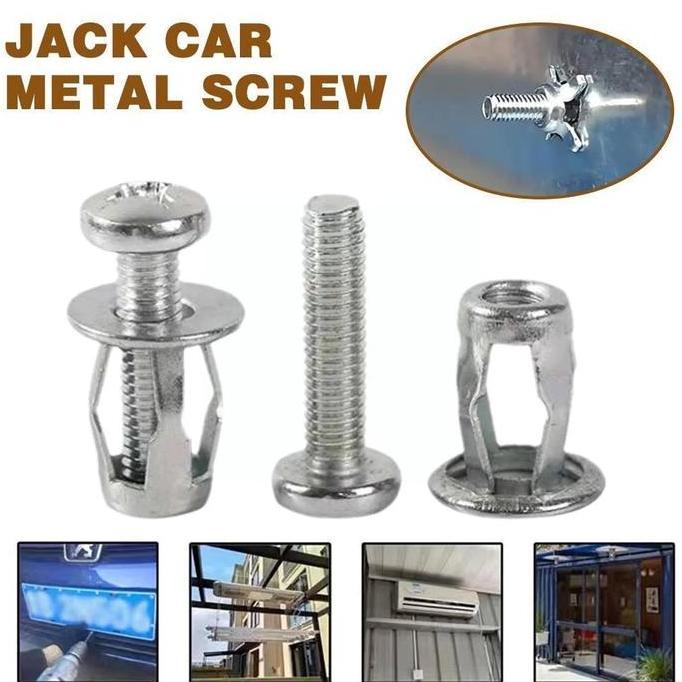 MARKVUN 10PCS Jack Nut M4 x 25mm Rivet Plat Metal Mur Baut Drat Sekrup Fisher HM1110