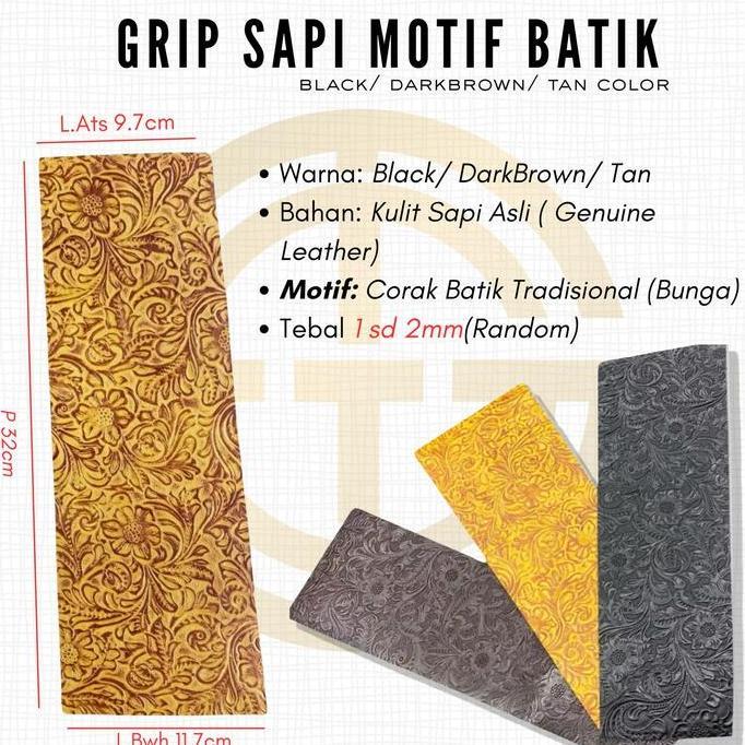 Grip Sapi Motif Batik / Bunga - Hitam