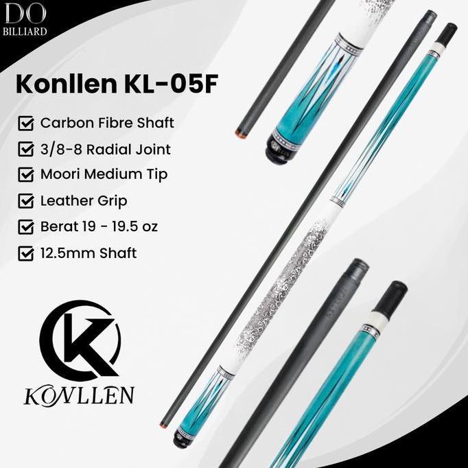 Stick Billiard KONLLEN KL-05F Carbon Cue Leather Grip Low Deflection / Stick Konllen KL-05F
