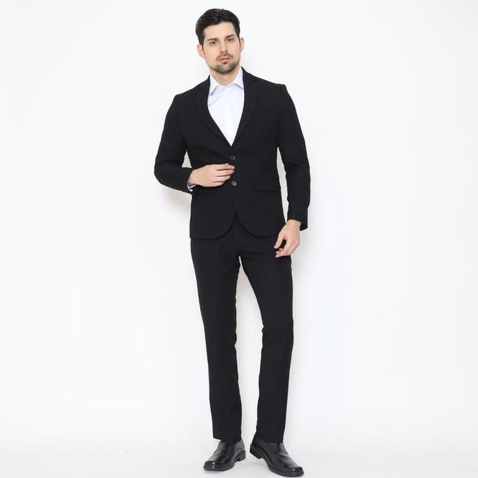 Lawell Setelan Jas Pria Formal Hitam Regular Jas & Slim Fit Pants L-WORD Series