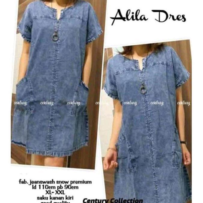 ALILA DRES JEANS WANITA DEWASA Pendek Cewek