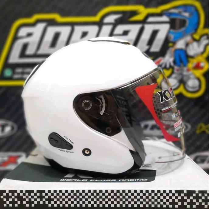 HELM KYT KYOTO WHITE ORIGINAL ASLI HELM KYT KYOTO R WHITE GLOSS ORGINAL ASLI HELM KYOTO PUTIH ORIGIN