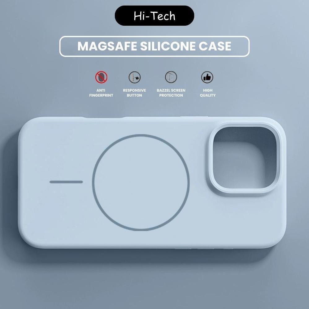 Eksklusif Hi-Tech Premium Silicone Magsafe Liquid Soft Cover Solid Color Iphone 13 14 Pro Max