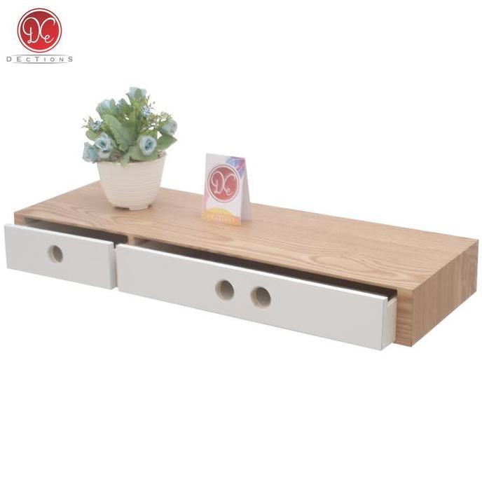 Allthebest- Ambalan Laci 60x20cm Gantung Melayang Rak Buku Minimalis Dinding Rumah