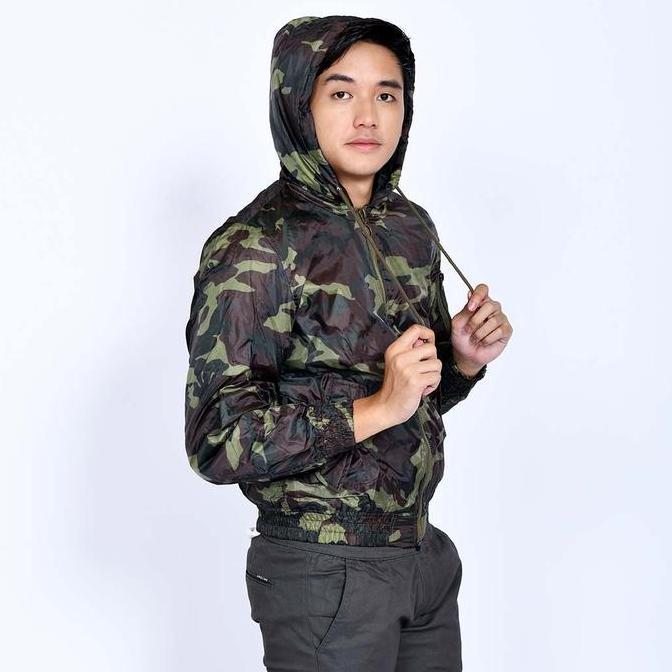 Emoline Bomber Jacket Army - Jaket Bomber Loreng Army Coklat Tua