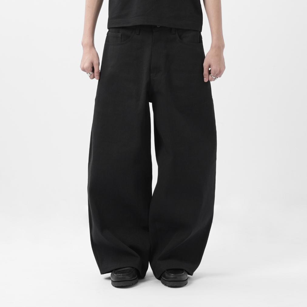 'Forma' Wide Black Denim Pants by Money Alter / Celana Panjang Bahan Denim / Celana Unisex