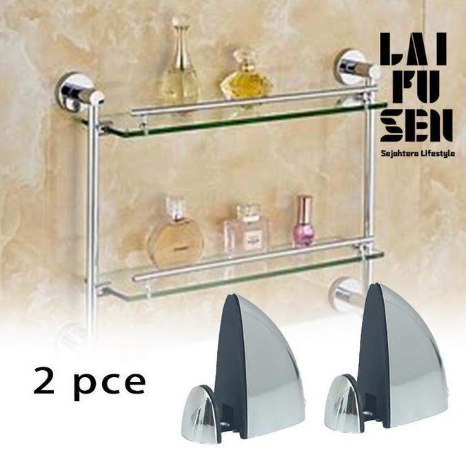 TSE 2 Pcs Ambalan Penjepit Kaca Adjustable Penjepit Kaca Dinding Jepitan Kaca