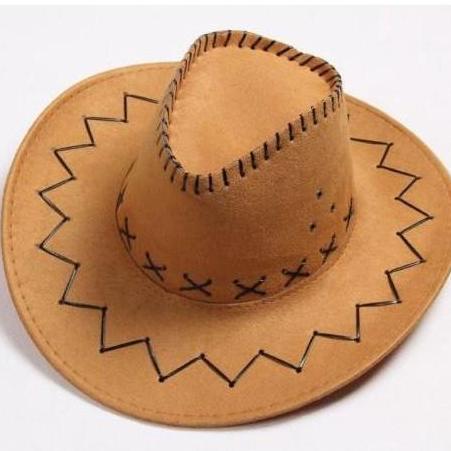 Topi Koboy Dewasa Pria Wanita Topi Cowboy Amerika Laken Fedora