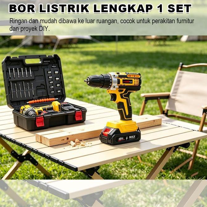 JLD 96vf Mesin Bor Baterai Tangan Cordless Drill impek baterai komplit 10mm bor beton/kayu/dinding/t