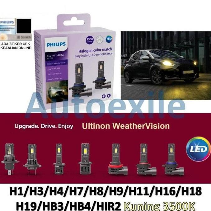 Philips WeatherVision LED H3 H4 H7 H11 H18 H19 HB3 HB4 3K Kuning