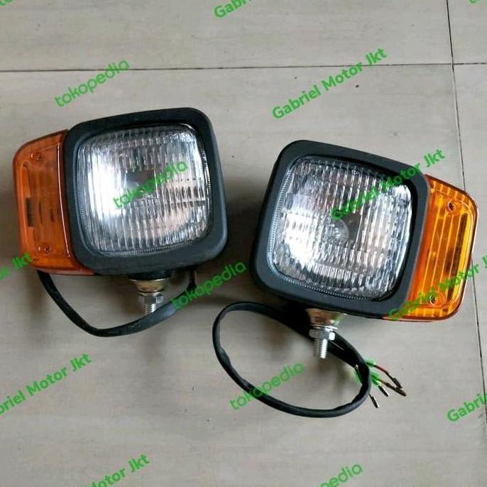 lampu sorot + sen kuning alat berat 12/24volt -set sepasang